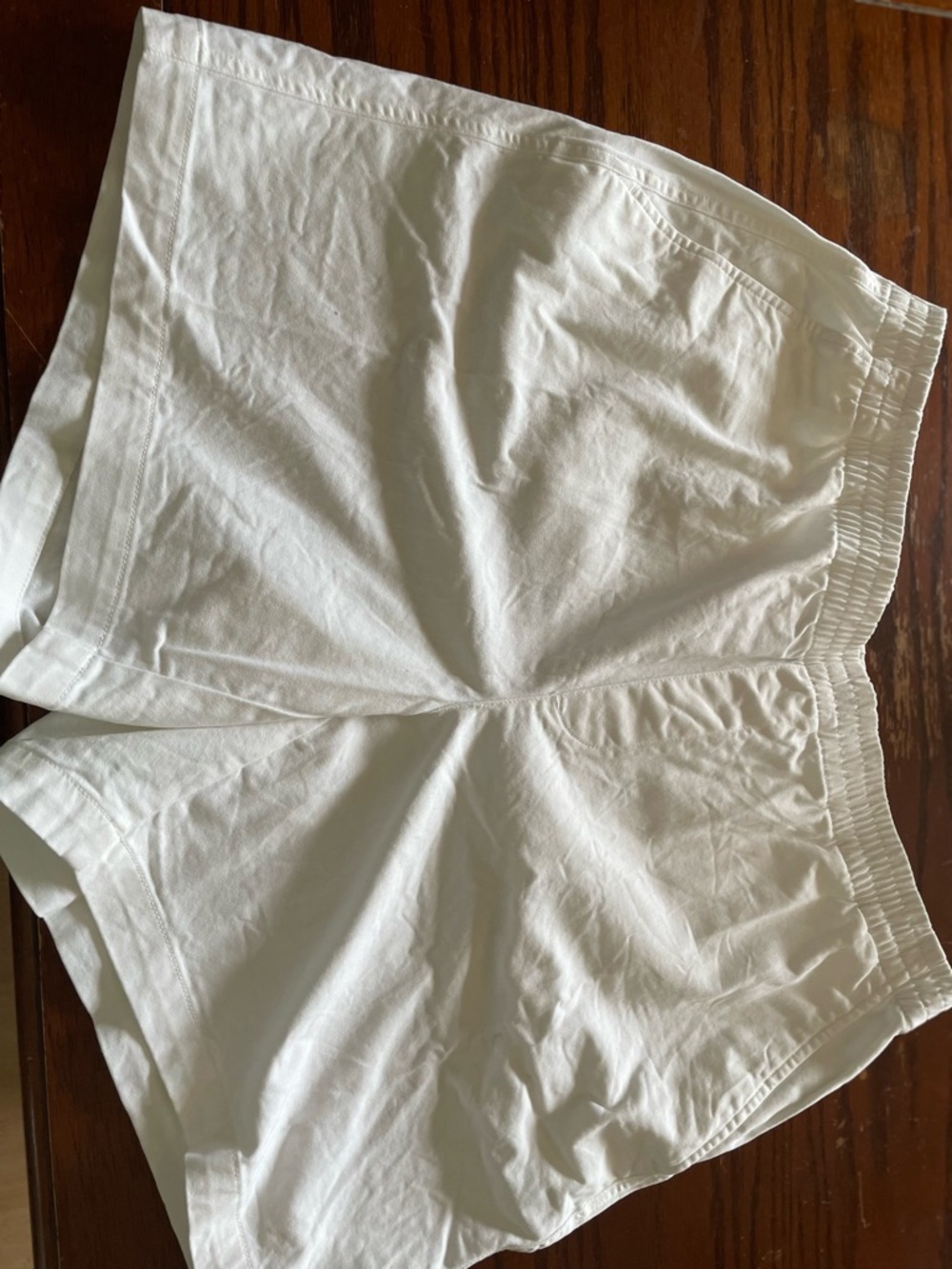 Lands' End White Athletic Elastic-Waist Shorts